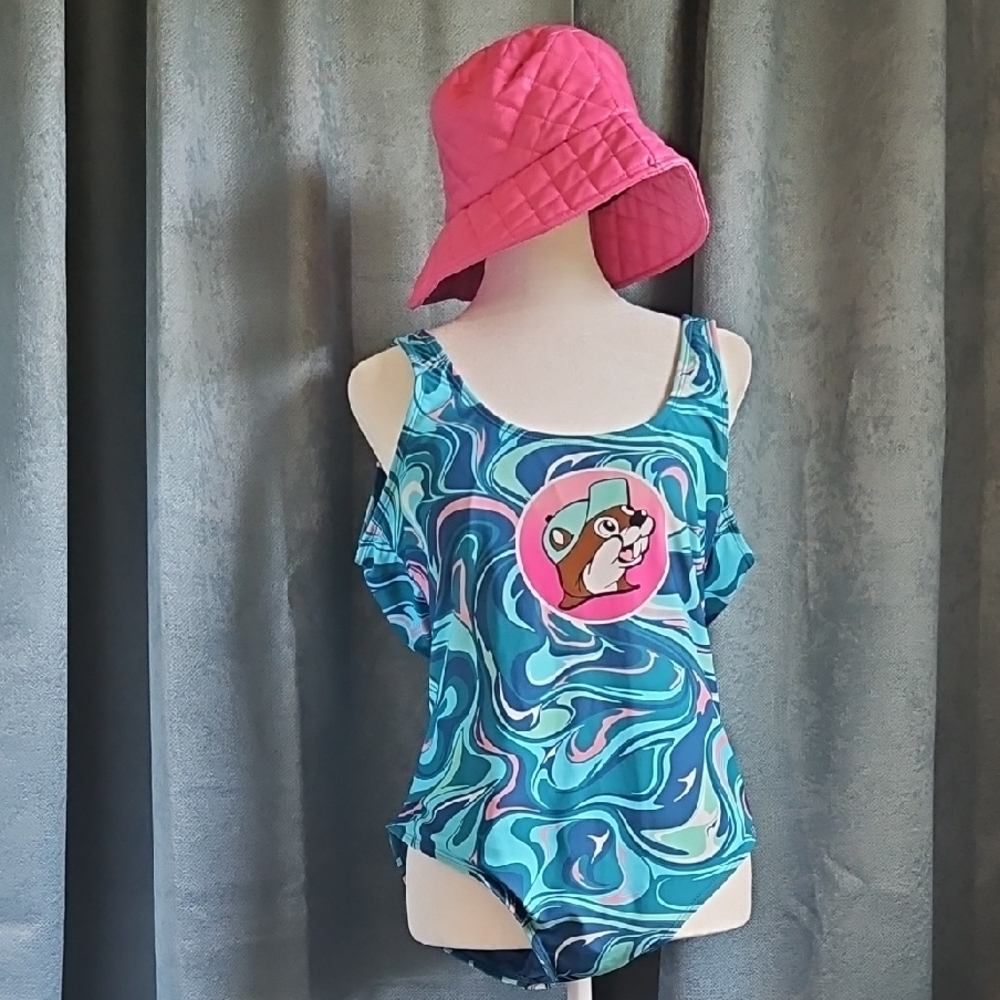 Buc'ees Blue‎ and Pink One Piece Swimsuit - Size Medium - EUC